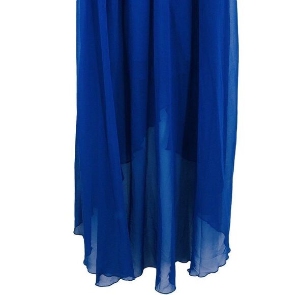 Pradise Womens Dress Strapless Off the Shoulder Juniors Medium Blue Flowy Hi Low - Picture 5 of 8